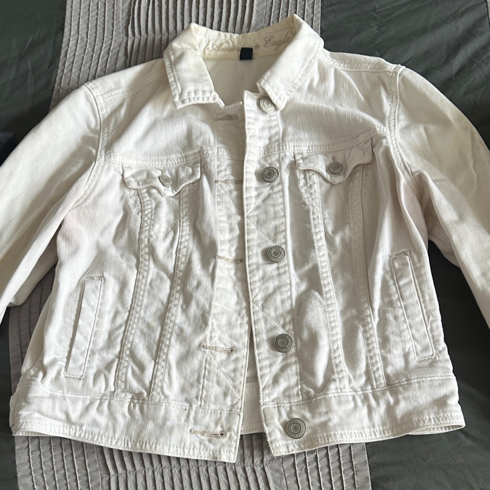 American Eagle Outfitters White Jean Jacket